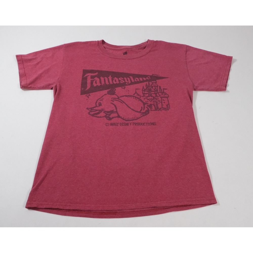 Disney T-Shirt Mens S Red Fantasyland Dumbo Graphic Short Sleeve Hanes Tee